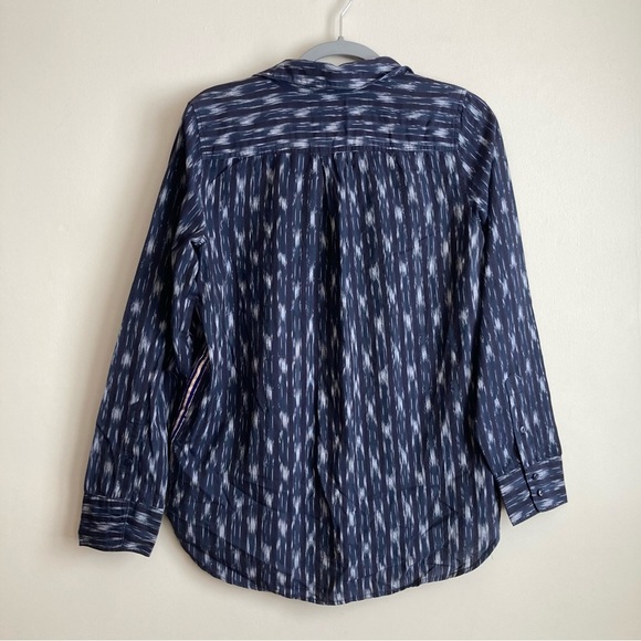 J. Crew Blue Patterned Stripe Long Sleeve Collared Button Tunic 8 - Picture 9 of 12